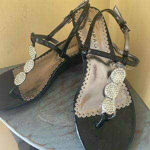 💕Rampage Daffy New Black Patent & Silver Sandal size 7